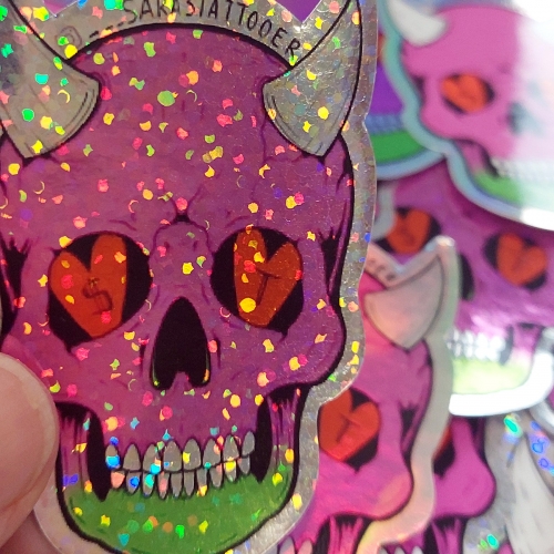 Adesivi glitterati con stampa a colori